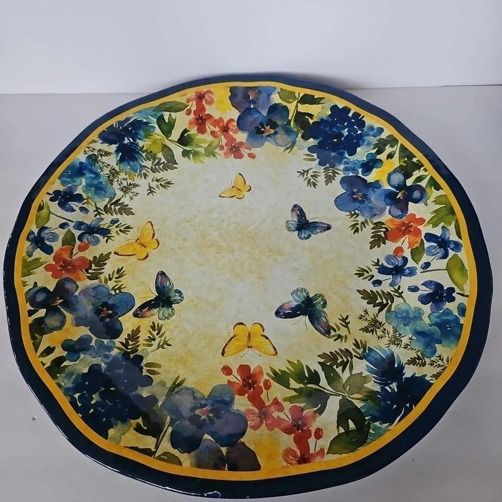 Vtg Pier 1 Imports Butterfly Floral Melamine Serving Platter 19